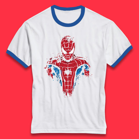 Spider-Man Distressed Portrait Marvel Comics Character Superhero Marvel Avengers Spiderman  Ringer T Shirt