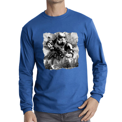 Hunter In The Forest Death Star Vintage Poster Graphic Movie Series Long Sleeve T Shirt