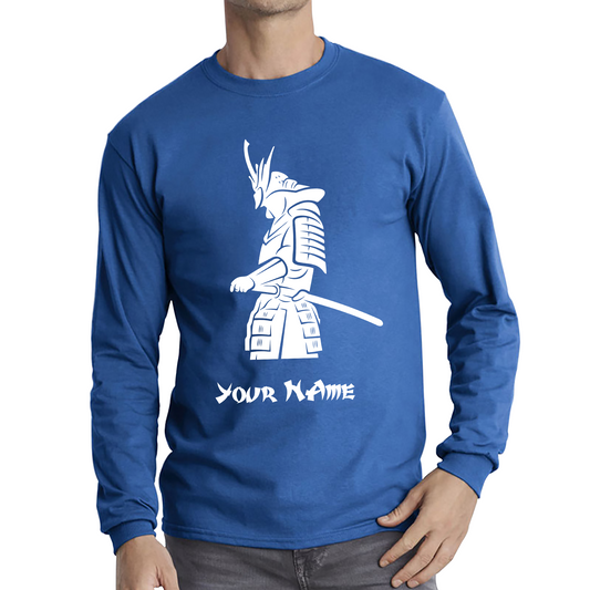 Personalised Samurai Your Name Japanese Retro Samurai Warrior Judo Karate MMA Swords Long Sleeve T Shirt