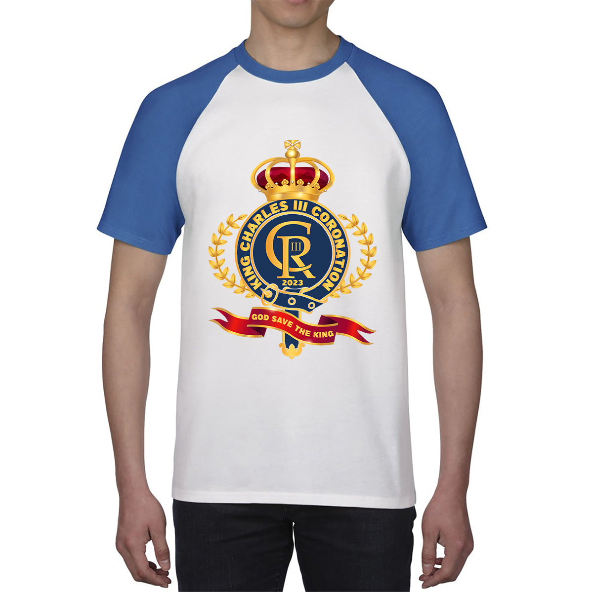 King Charles III Coronation 2023 CR III God Save The King Royal Crown United Kingdom Ruling Monarch Baseball T Shirt