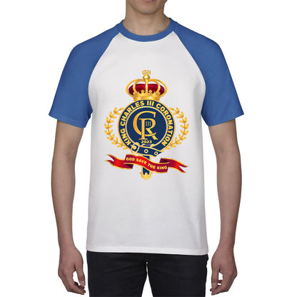 King Charles III Coronation 2023 CR III God Save The King Royal Crown United Kingdom Ruling Monarch Baseball T Shirt