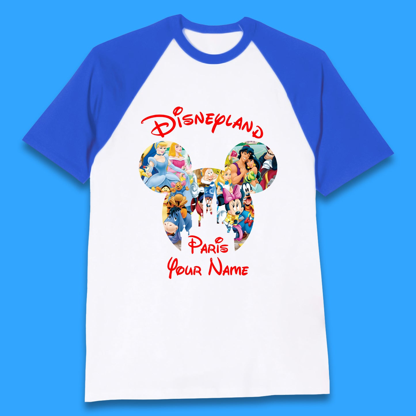 Personalised Disney Land Paris Mickey Minnie Mouse All Disney Characters Cartoons Magical Kingdom Disney Castle Disneyland Vacation Trip Baseball T Shirt