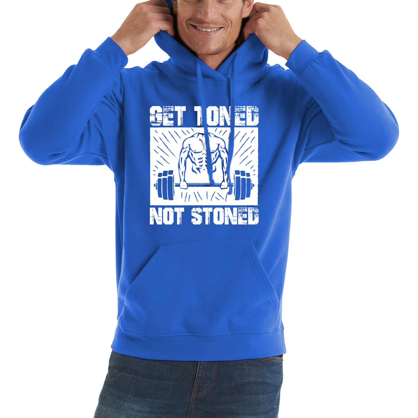Get Toned Not Stoned Workout Muscles Fitness Motivational Gym Unisex Hoodie