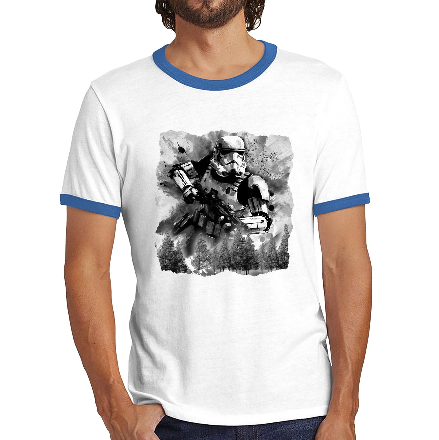 Hunter In The Forest Death Star Vintage Poster Graphic Movie Series Ringer T Shirt