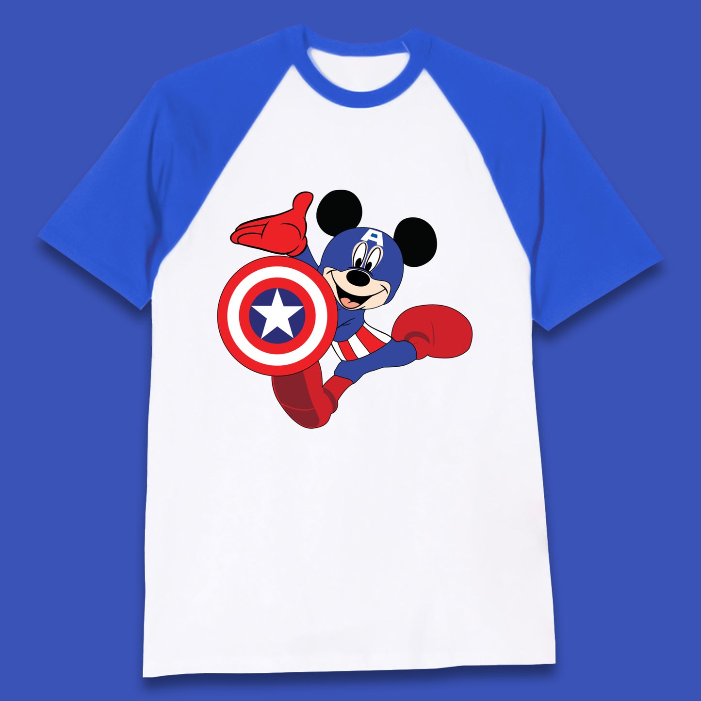 Mickey Mouse Wearing Captain America Costume Disney Marvel Avengers Superhero Disney World Marvel Disney Avengers Campus Baseball T Shirt