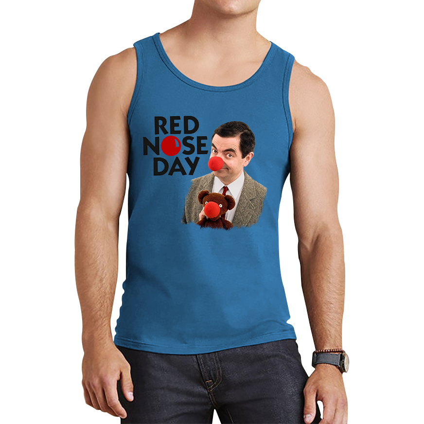Red Nose Day Funny Mr Bean Tank Top. 50% Goes To Charity