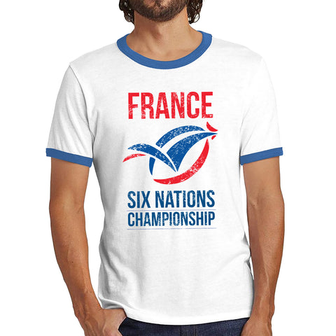 France Flag Logo Rugby Cup European Support World Six Nations Championship Ringer T Shirt