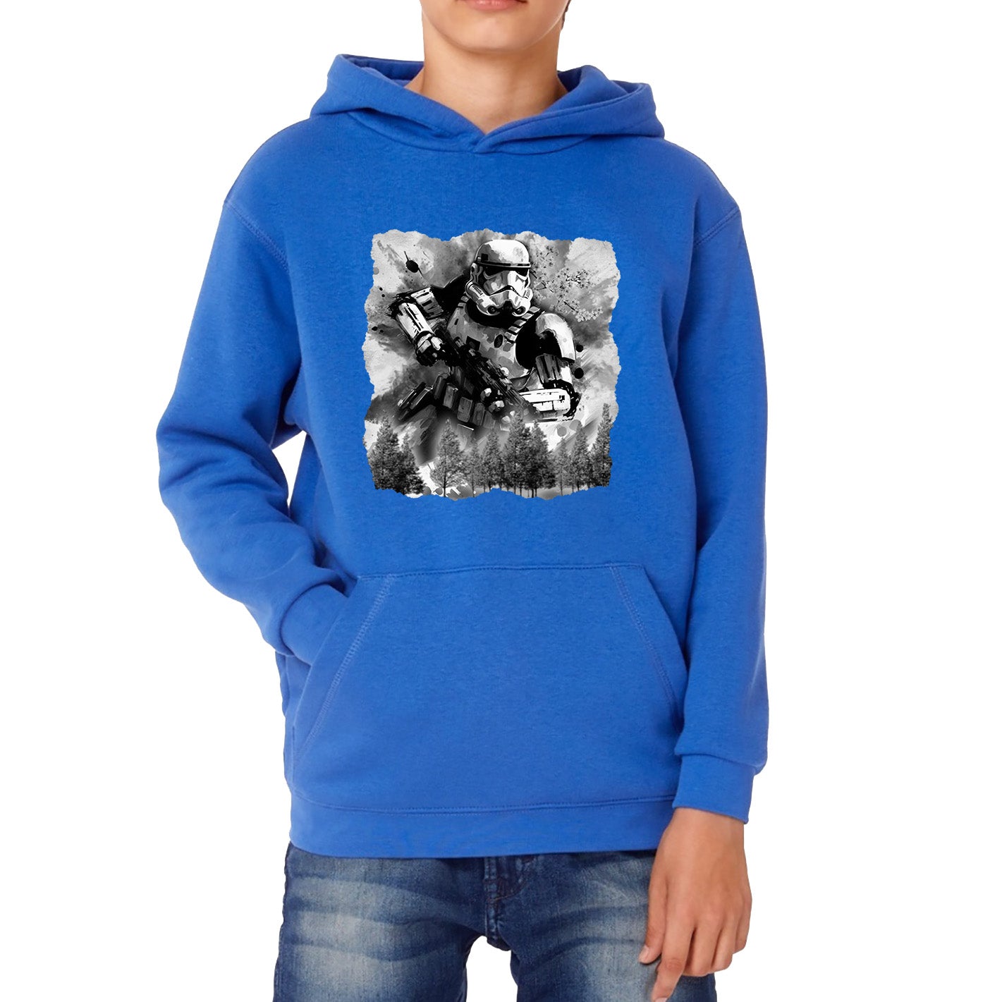 Hunter In The Forest Death Star Vintage Poster Graphic Movie Series Kids Hoodie