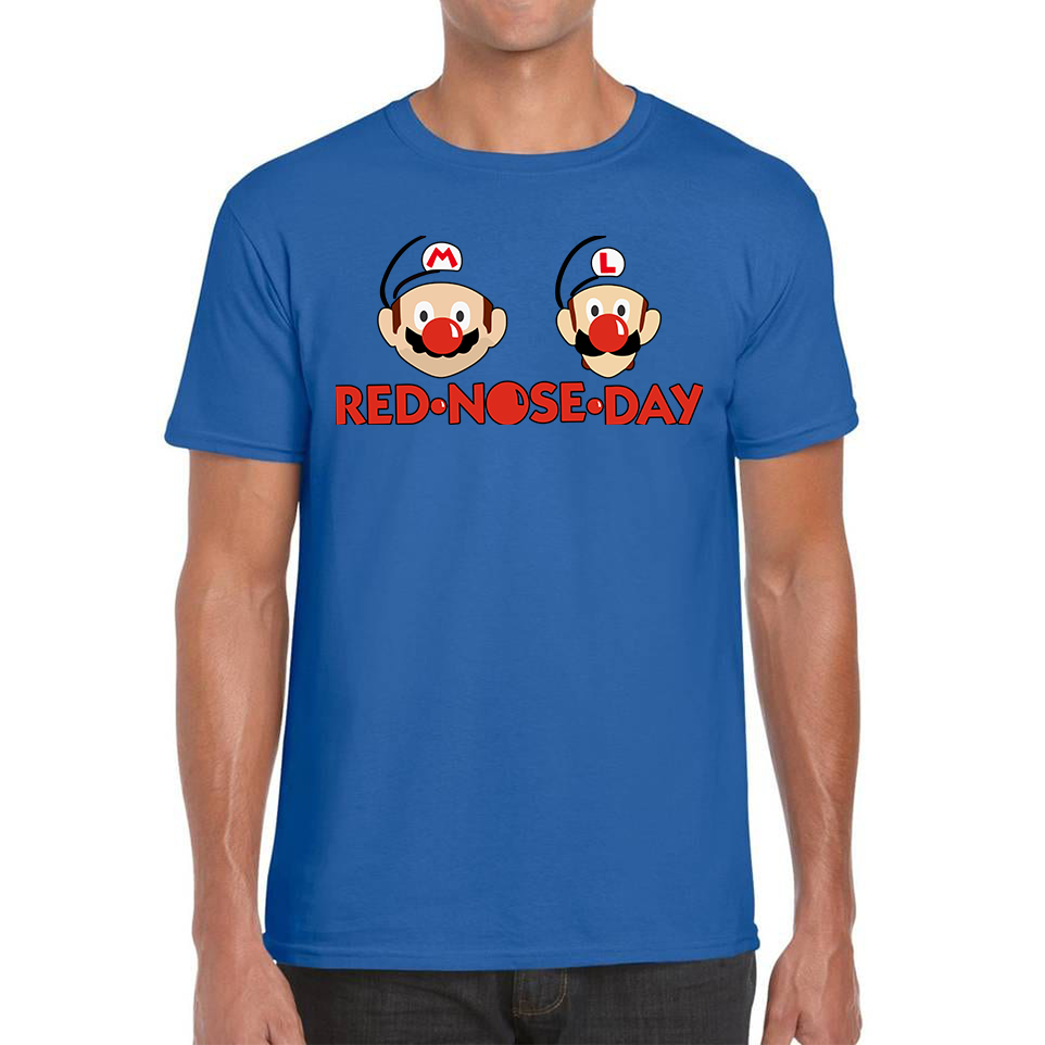 Super Mario Bros Red Nose Day Adult T Shirt. 50% Goes To Charity