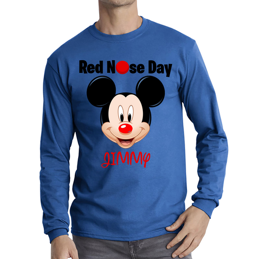 Personalised Mickey Mouse ( Name ) Red Nose Day T Shirt