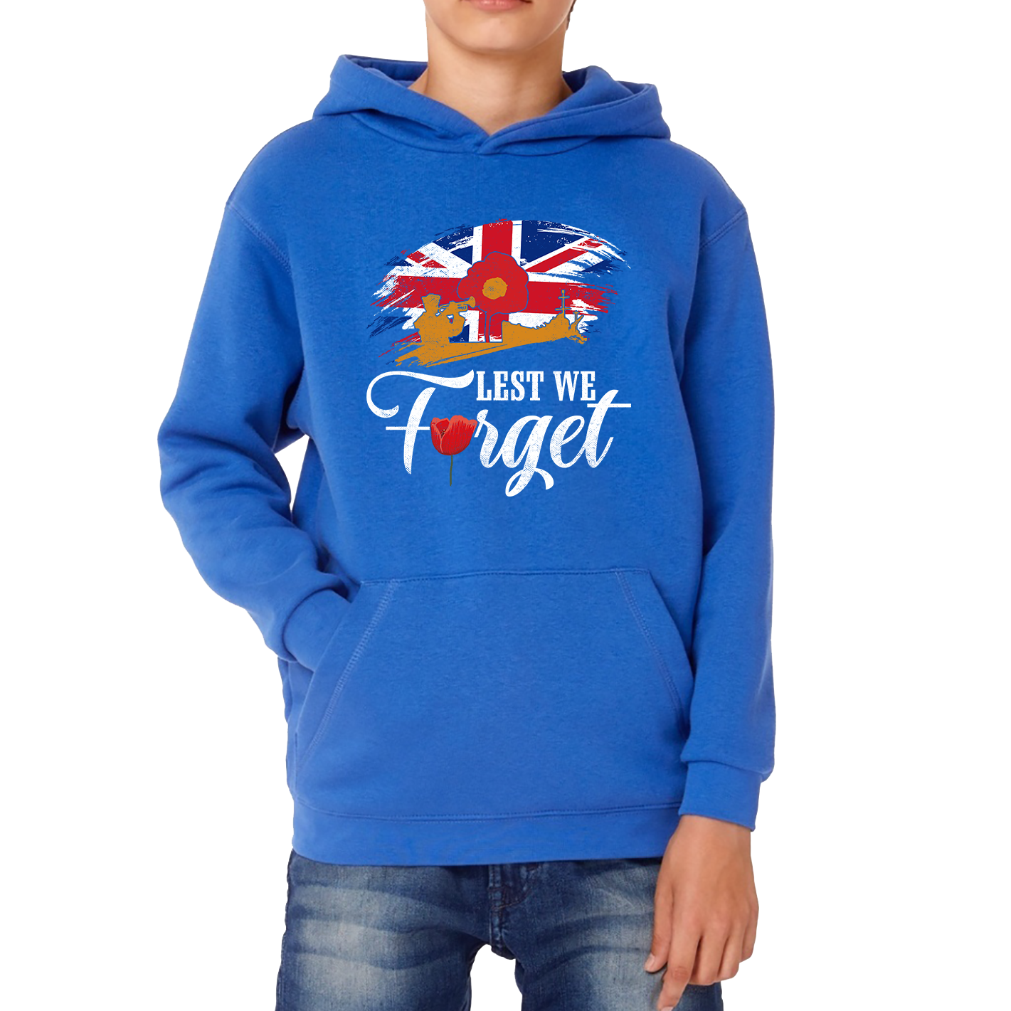 Poppy Lest We Forget Anzac Day British Veterans Armed Forces Remembrance Day Kids Hoodie