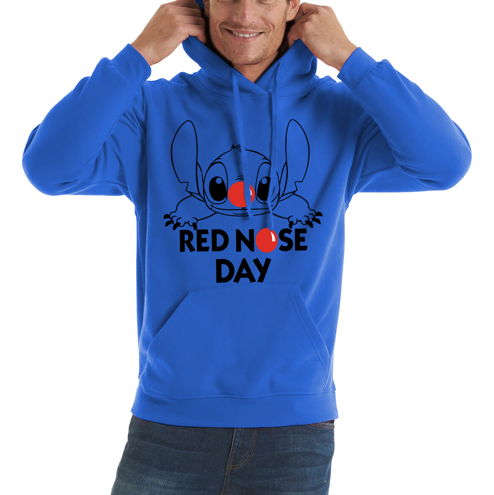 Red Nose Day Funny Ohana Disney Stitch Adult Hoodie. 50% Goes To Charity