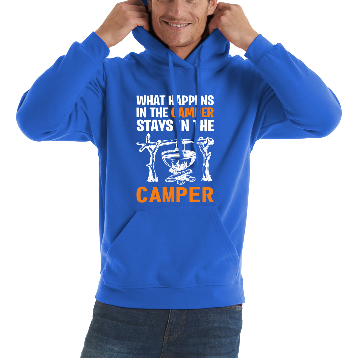 What Happens In The Camper Stays In The Camper Funny Camping Camper Adventure Lover Unisex Hoodie