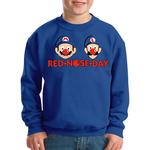 Super Mario Bros Red Nose Day Kids Sweatshirt. 50% Goes To Charity