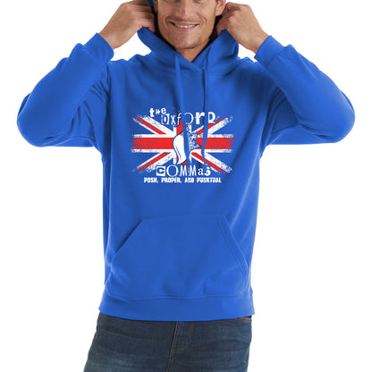The Oxford Commas Push, Proper and Punktual Funny Grammar UK Flag Unisex Hoodie