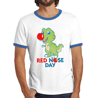 Red Nose Day T-rex Trex Lover's Gift Dynosaurs Dino Red Nose Day 2023 Ringer T Shirt