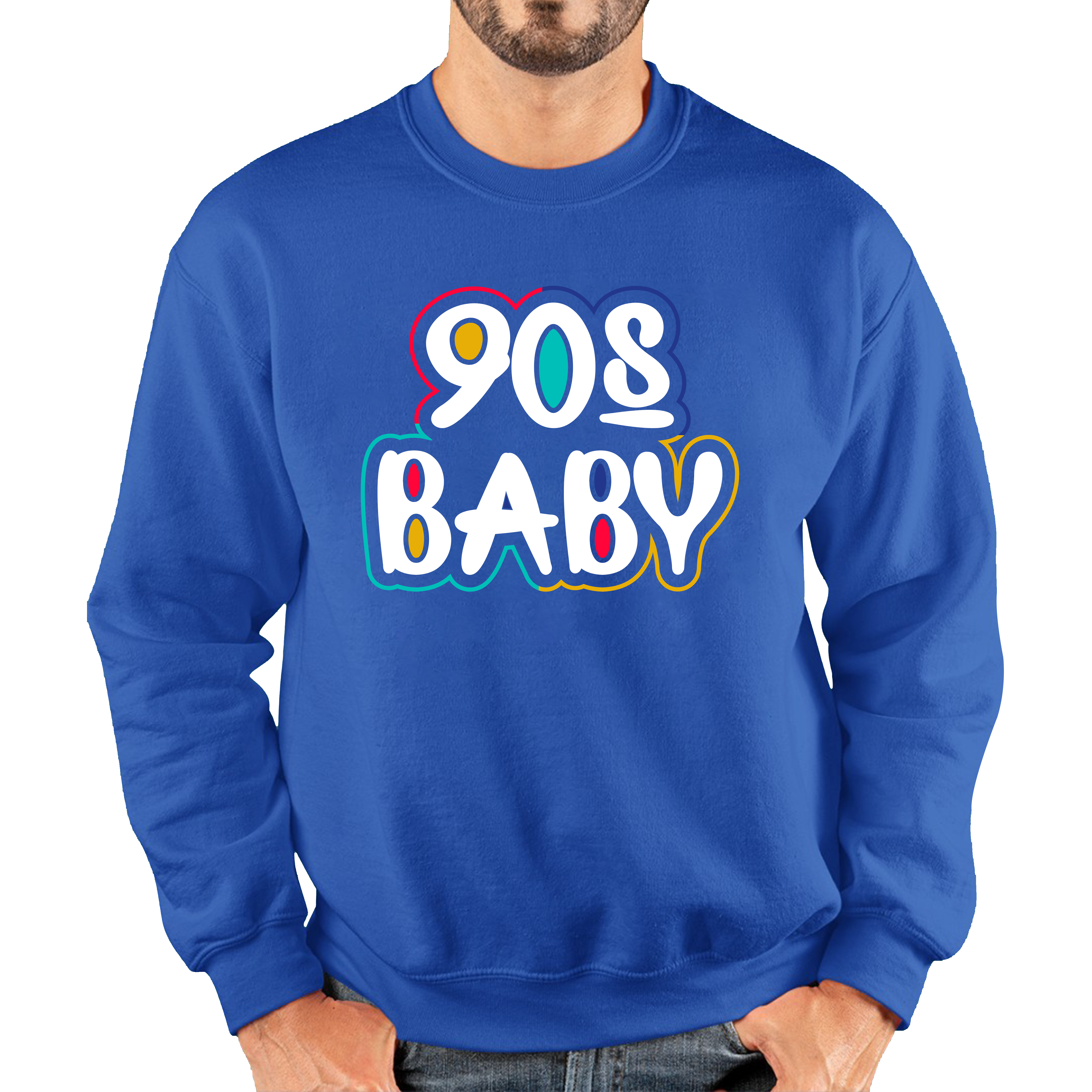 90s Baby Jumper Awesome cool 90's baby fashion Vintag Funny Joke Novelty Design Unisex Sweatshirt