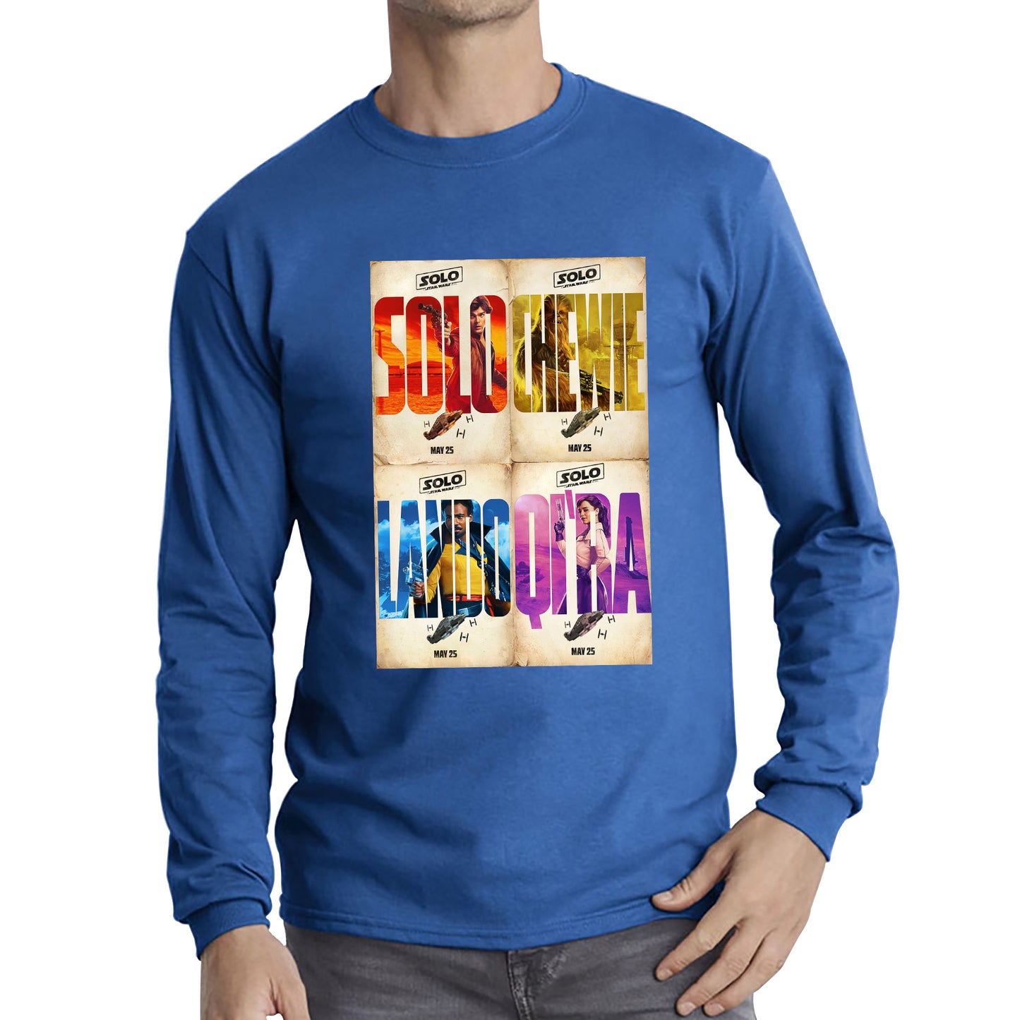 Solo A Star Wars Story Posters Solo Chewie Lando Qira Sci-fi Action Adventure Movie Characters Star Wars Galaxy's Edge Trip Long Sleeve T Shirt