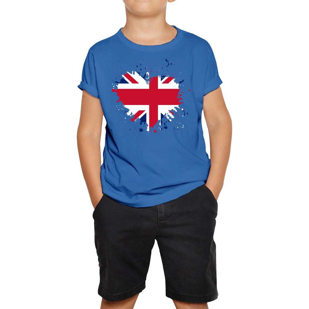 Union Jack UK Flag Heart Britain England United Kingdom Kids Tee