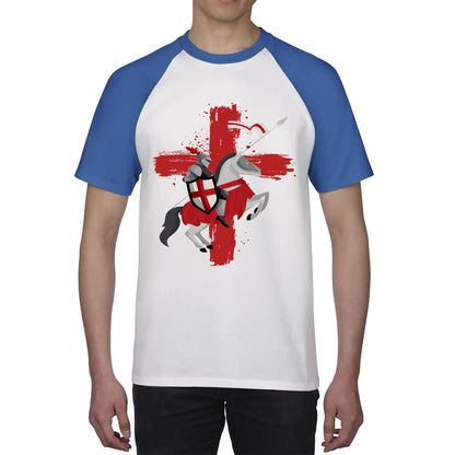 St George Day The Medieval Knight Saint Of England Celebrated On Saint Georges's Day Riding His Rearing Horse Baseball T Shirt