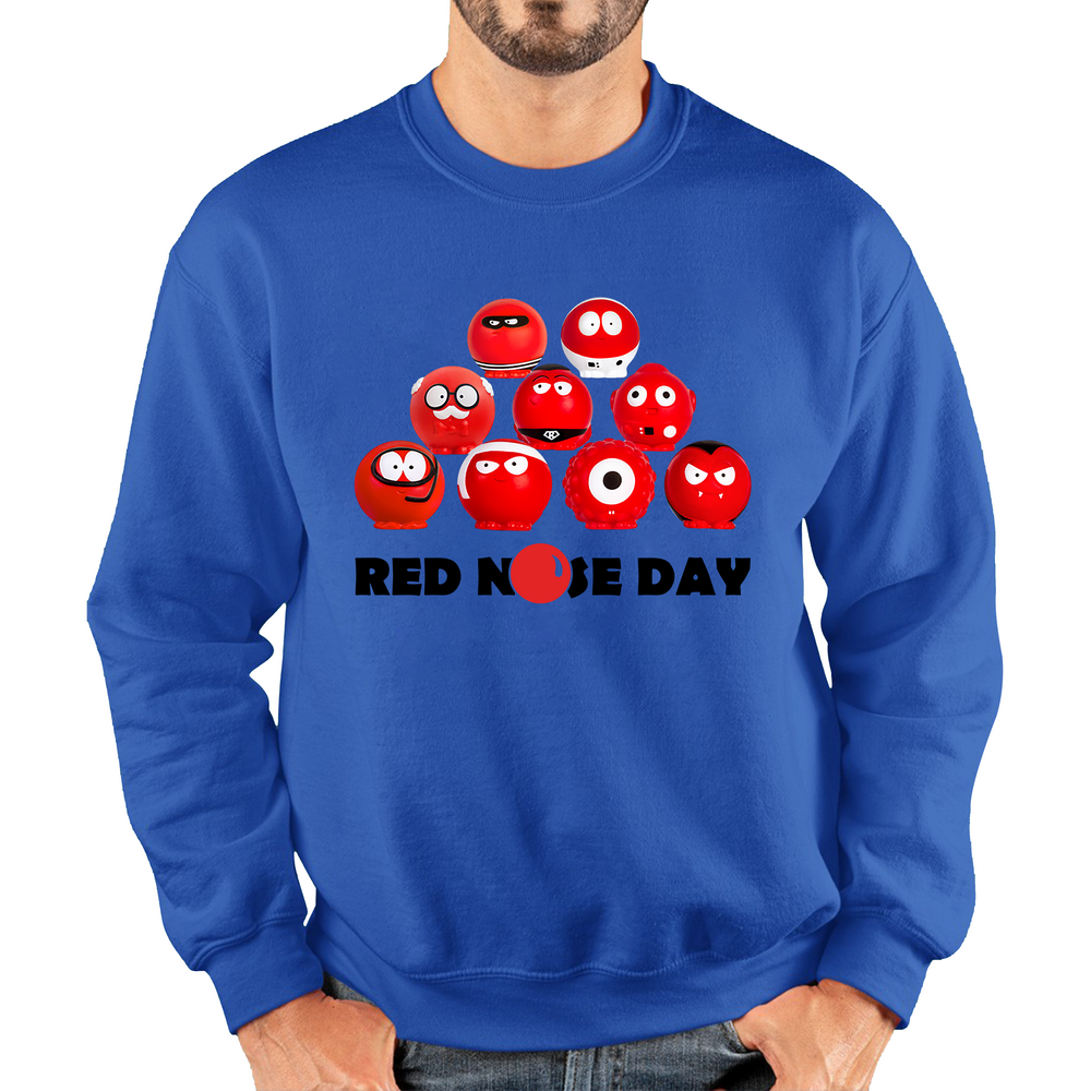 Red Nose Day Comic Relief Noses Adult Sweatshirt. 50% Goes To Charity
