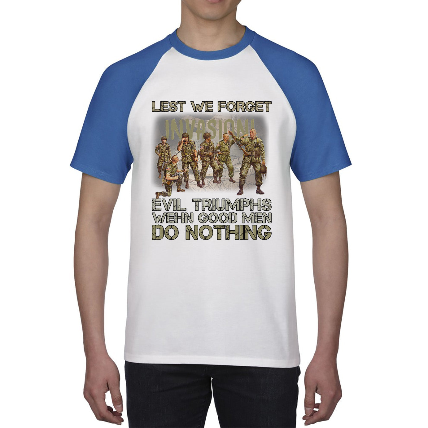 Lest We Forget Evil Triumphs When Good Men Do Nothing British Army Remembrance Day Veterans Day Baseball T Shirt