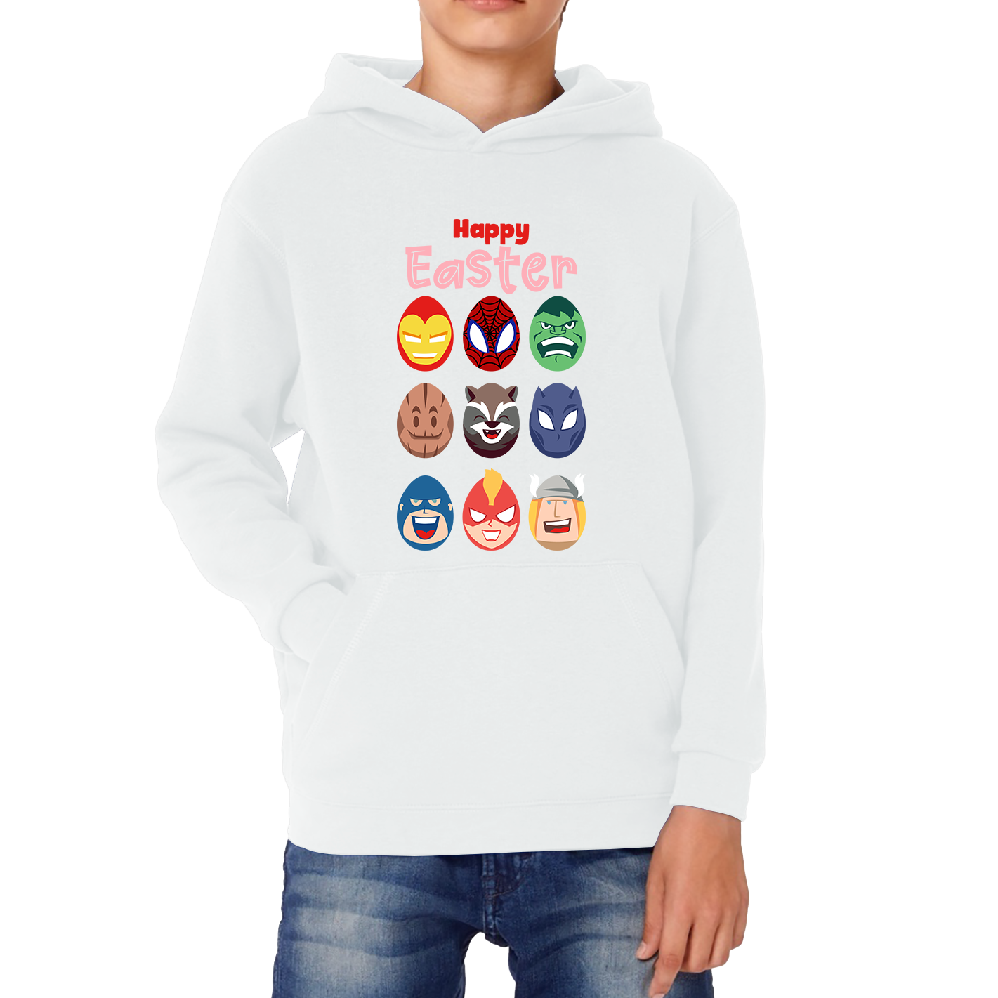 Happy Easter Marvel Avengers Characters Face Avengers Characters Easter Day Happy Easter Cute Superhero Kids Hoodie