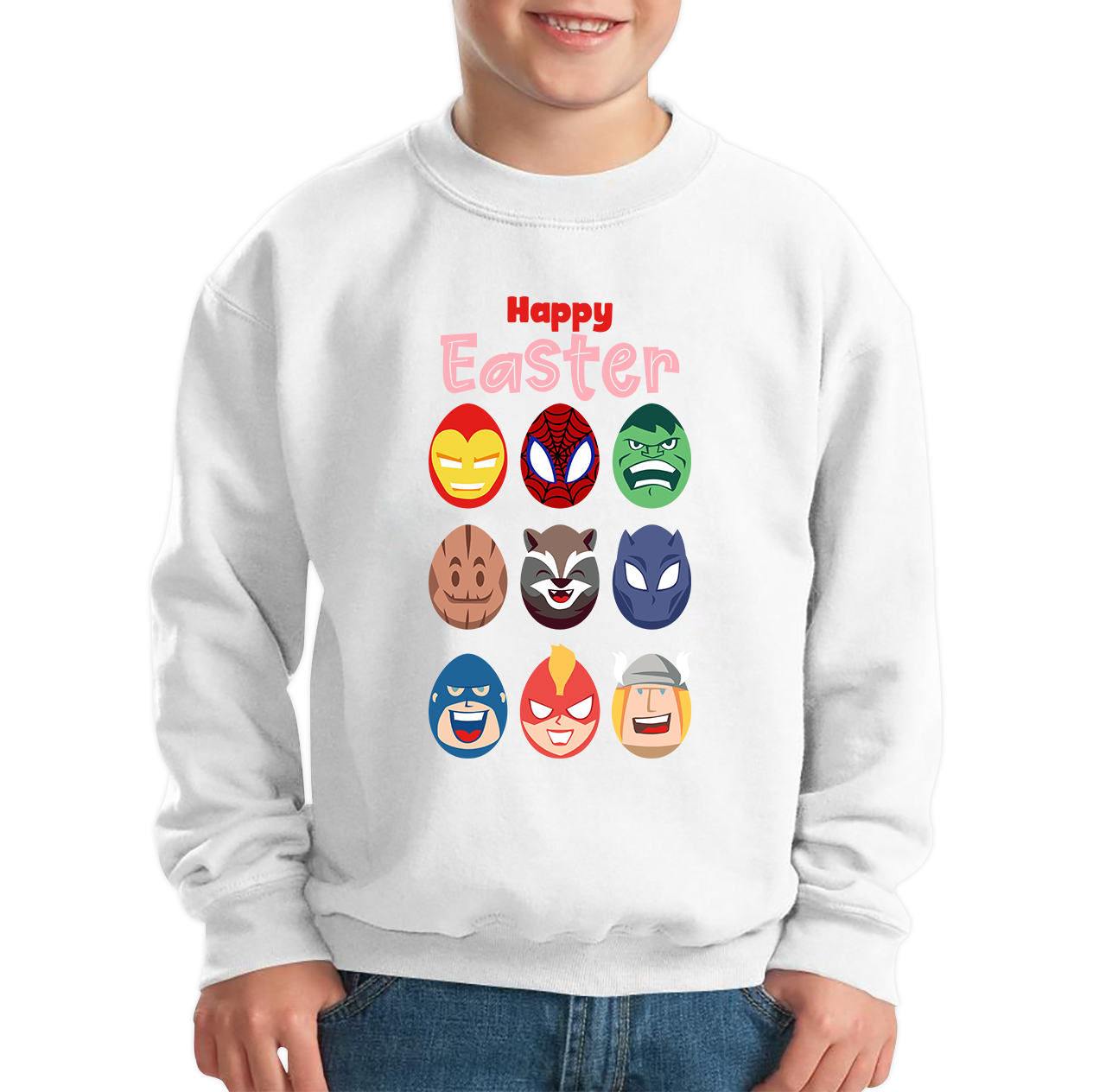 Happy Easter Marvel Avengers Characters Face Avengers Characters Easter Day Happy Easter Cute Superhero Kids Jumper