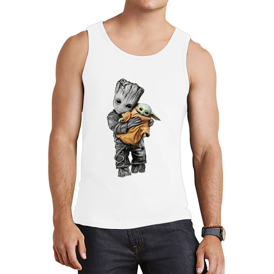 Baby Groot Holding Baby Yoda Avengers Hero Star Avenger Jedi Wars Star Wars Day 46th Anniversary Tank Top