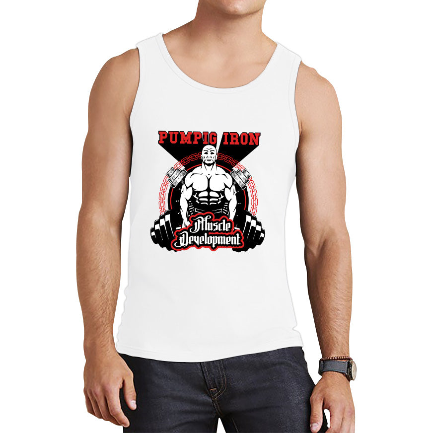 Pumping Iron Muscle Development Bodybuilding Dumbbells Gym Workout Muscle Body Flexing Tank Top