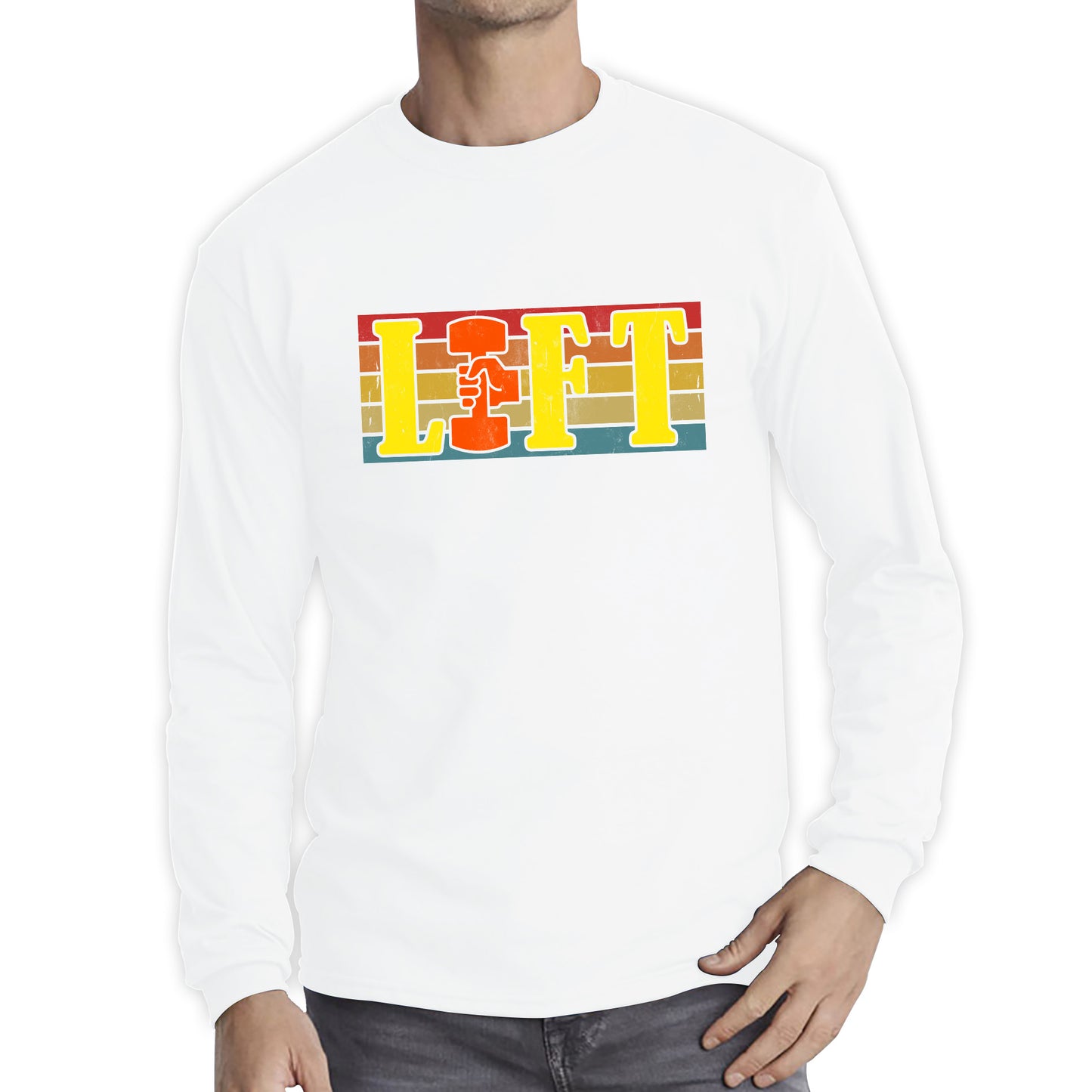 Lift Gym Bodybuilding Training Workout Exercise Weight Lifting Dumbells Fitness Long Sleeve T Shirt