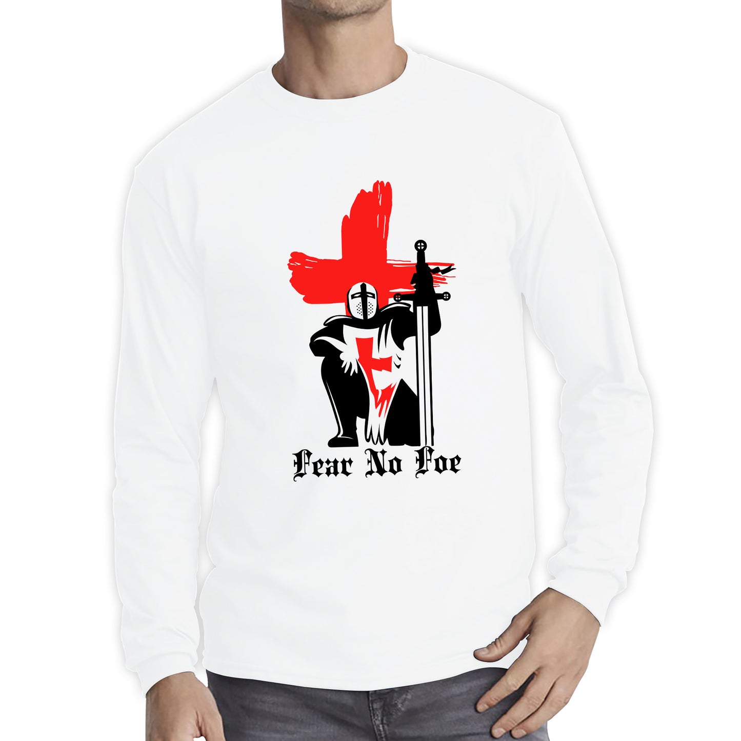 St George's Day 2023 England Red Flag Knights Templar London Saint George day Warrior Fighter Patriotic Long Sleeve T Shirt