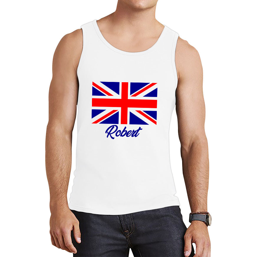 Personalised UK United Kingdom Flag Your Name Great Britain Union Jack Patriotism Proud British Citizen Long Live UK Forever Tank Top