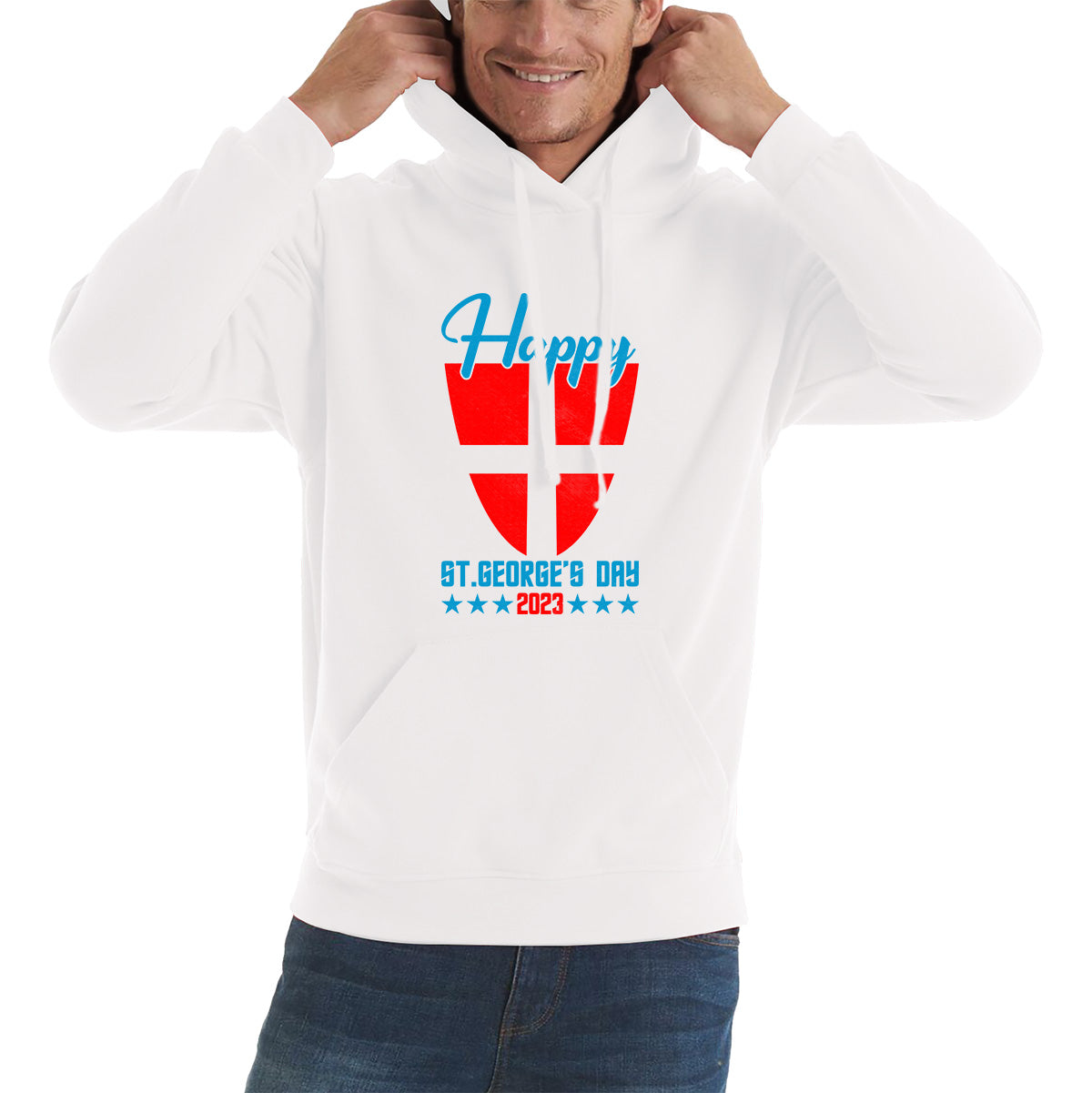 Happy St George's Day 2023 Saint George Cross Shield England Flag Religious Warriors St George Day Unisex Hoodie