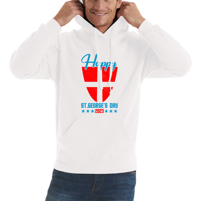 Happy St George's Day 2023 Saint George Cross Shield England Flag Religious Warriors St George Day Unisex Hoodie