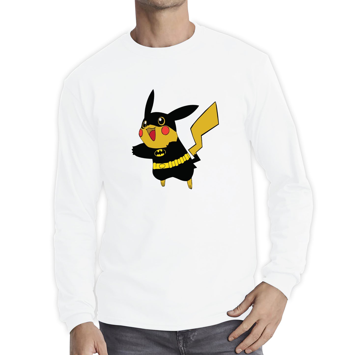 Pokémon Pikachu Batman Dc Comics Pikachu X Batman Mashup Pika-Bat Parody Long Sleeve T Shirt