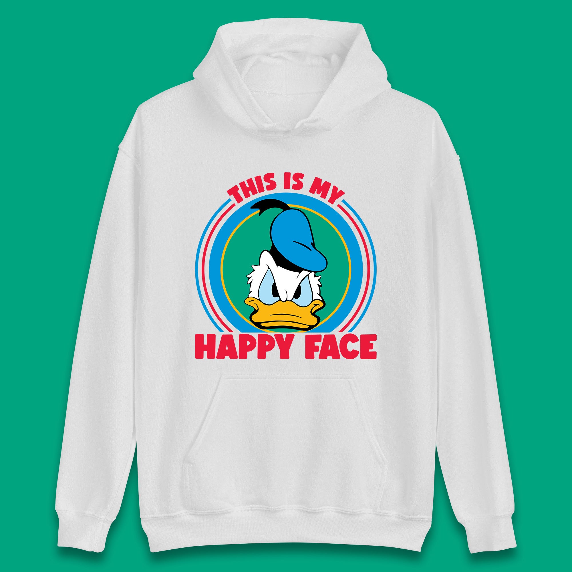 This Is My Happy Face Donald Duck Funny Animated Cartoon Character Angry Duck Disneyland Trip Disney Vacations Unisex Hoodie