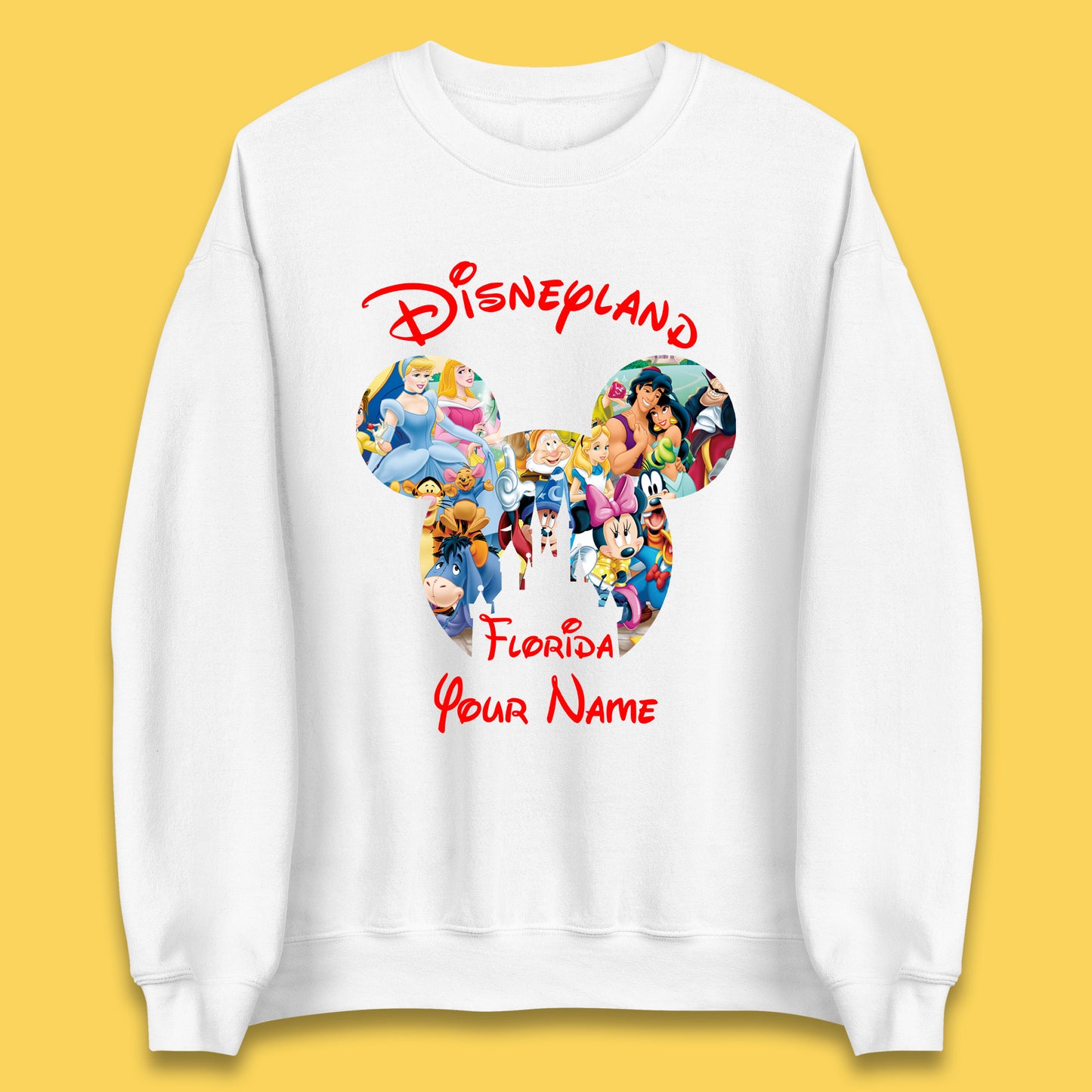 Personalised Disney Land Florida Mickey Minnie Mouse All Disney Characters Cartoons Magical Kingdom Disney Castle Disneyland Vacation Trip Unisex Sweatshirt