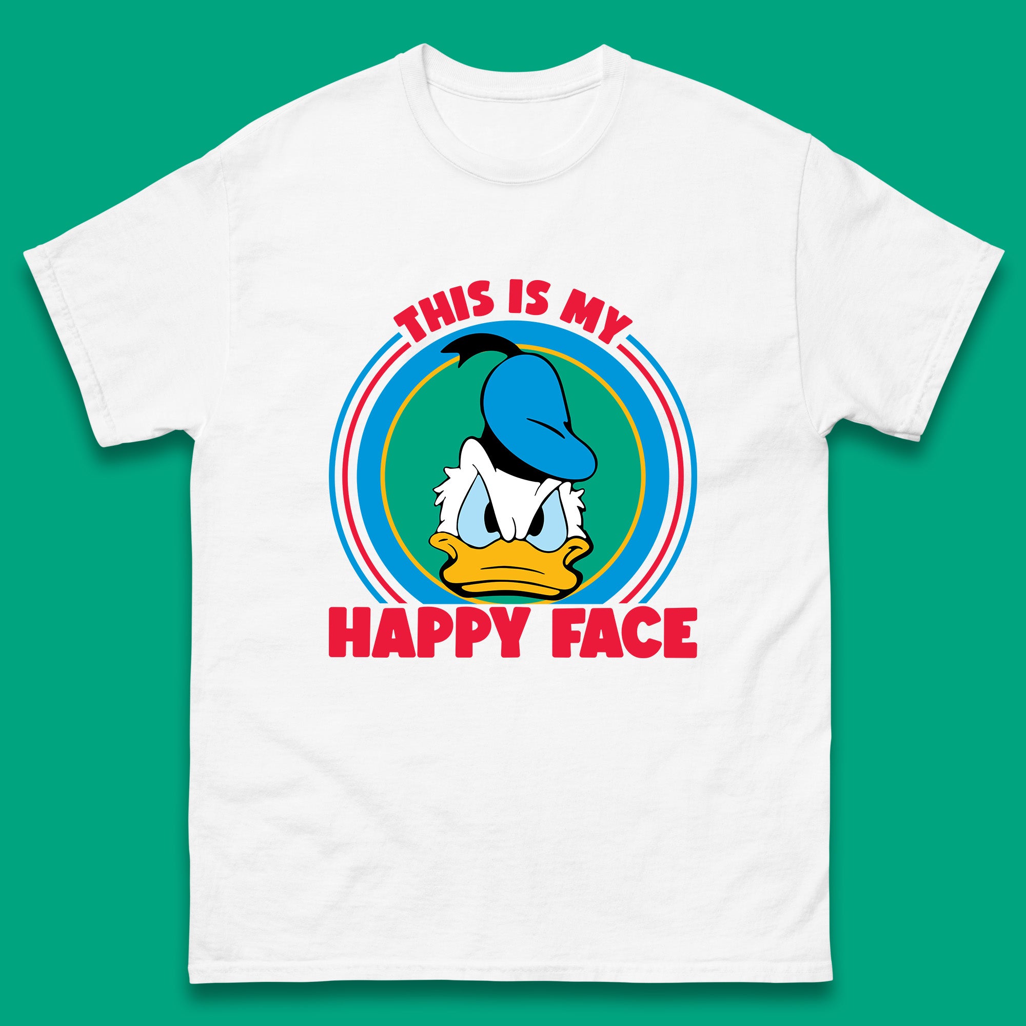 This Is My Happy Face Donald Duck Funny Animated Cartoon Character Angry Duck Disneyland Trip Disney Vacations Mens Tee Top