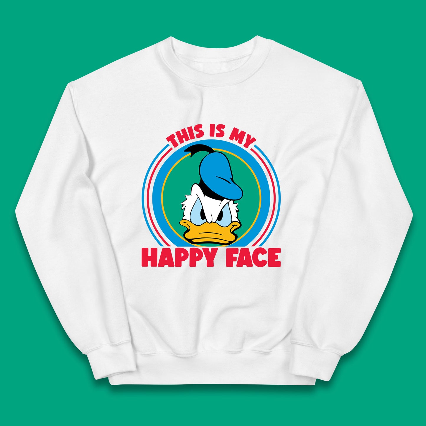 This Is My Happy Face Donald Duck Funny Animated Cartoon Character Angry Duck Disneyland Trip Disney Vacations Kids Jumper