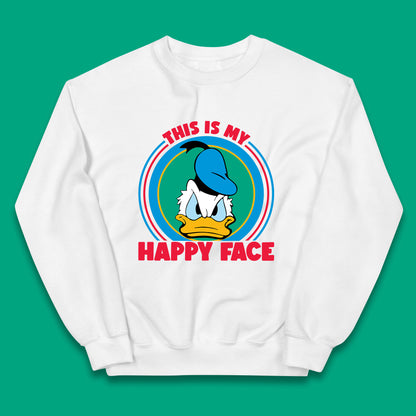 This Is My Happy Face Donald Duck Funny Animated Cartoon Character Angry Duck Disneyland Trip Disney Vacations Kids Jumper