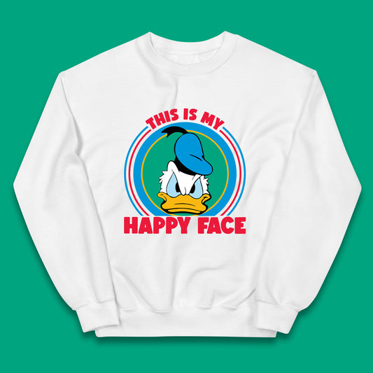 This Is My Happy Face Donald Duck Funny Animated Cartoon Character Angry Duck Disneyland Trip Disney Vacations Kids Jumper