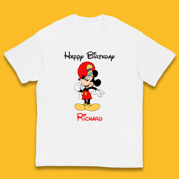 Personalised Happy Birthday Disney Mickey Mouse Your Name Cute Cartoon Character Disney Birthday Theme Party  Kids T Shirt