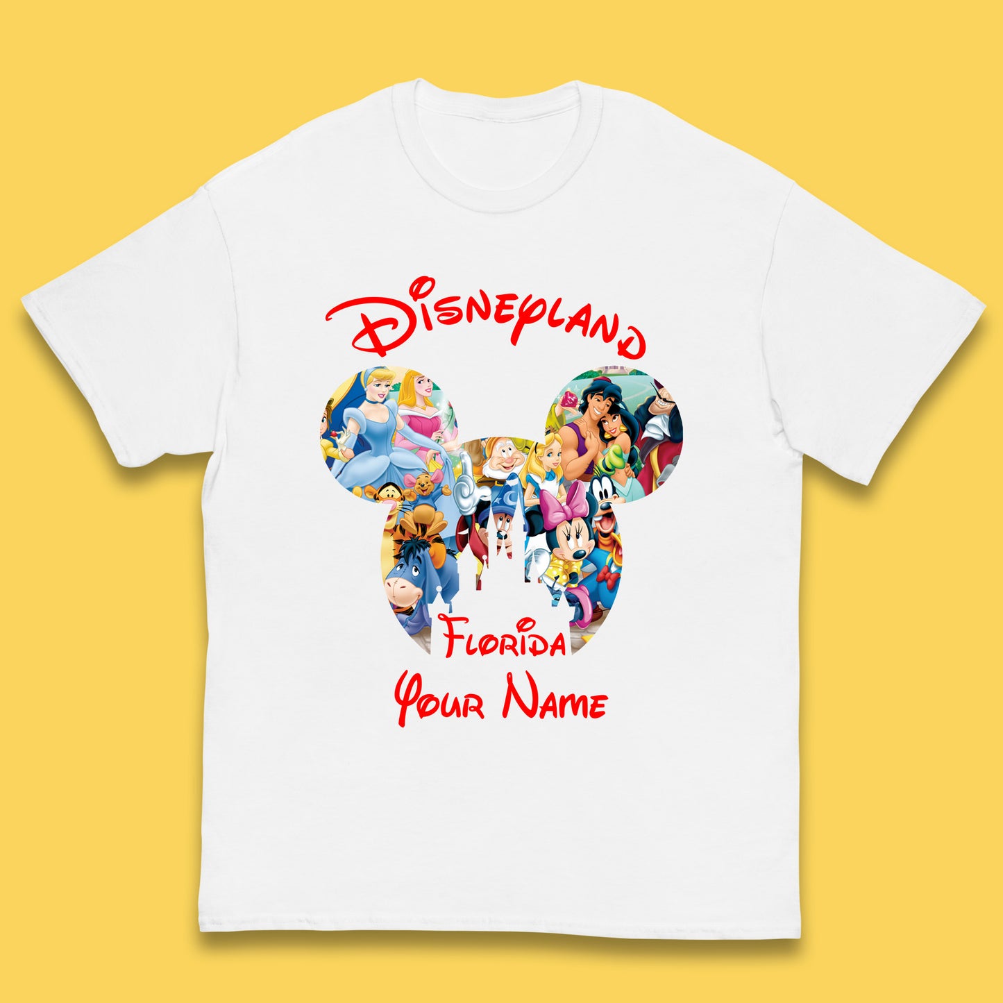 Personalised Disney Land Florida Mickey Minnie Mouse All Disney Characters Cartoons Magical Kingdom Disney Castle Disneyland Vacation Trip Kids T Shirt