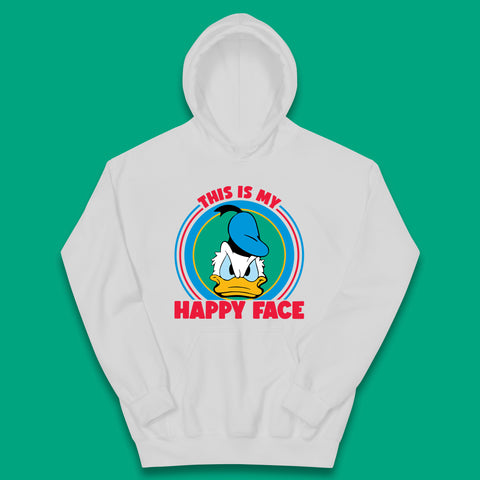 This Is My Happy Face Donald Duck Funny Animated Cartoon Character Angry Duck Disneyland Trip Disney Vacations Kids Hoodie
