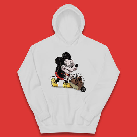 Disney Famous Oldies Mickey Mouse Pull Wheelbarrow Full Of Money Bags Cartoon Character Disney World Kids Hoodie