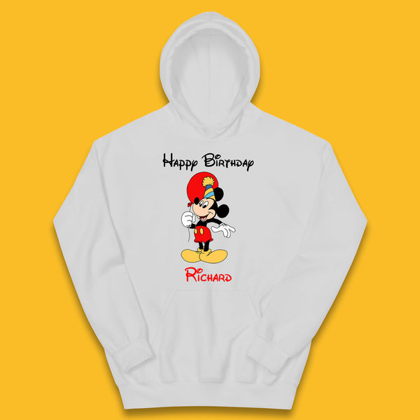 Personalised Happy Birthday Disney Mickey Mouse Your Name Cute Cartoon Character Disney Birthday Theme Party  Kids Hoodie