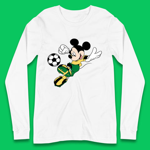 Mickey Mouse Kicking Football Soccer Player Disney Cartoon Mickey Soccer Player Football Team Long Sleeve T Shirt