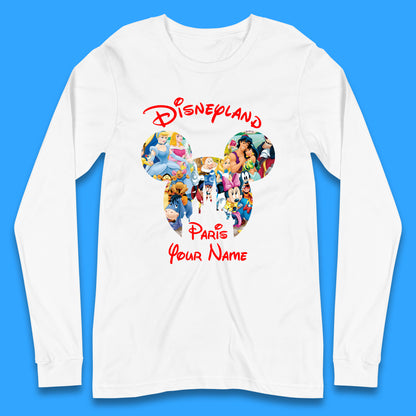 Personalised Disney Land Paris Mickey Minnie Mouse All Disney Characters Cartoons Magical Kingdom Disney Castle Disneyland Vacation Trip Long Sleeve T Shirt