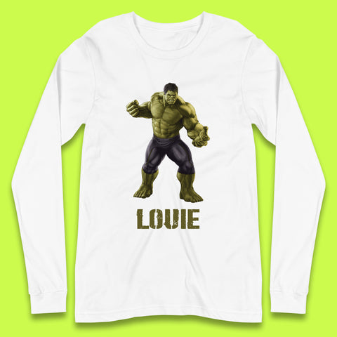 Personalised Marvel’s The Incredible Hulk Your Name Marvel Avengers Hulk Giant Man Angry Hulk Superhero Long Sleeve T Shirt